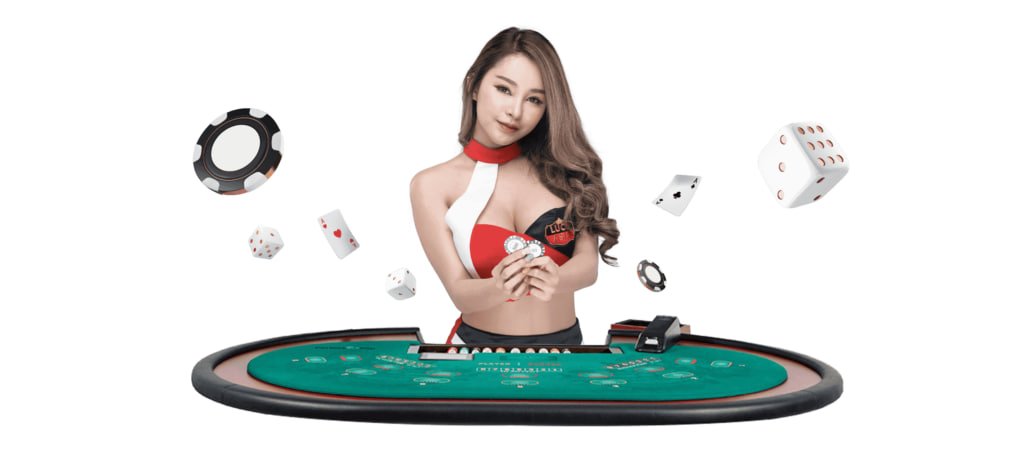 Dealer Lightning Dice di studio dewiqq berbicara dengan pemain melalui video langsung, dengan statistik permainan ditampilkan di samping